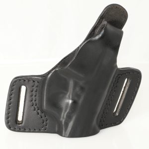 VEGA Holster, Black Leather, Double Belt Loops, Quick Release Right Hand Bersa THUN 380/22